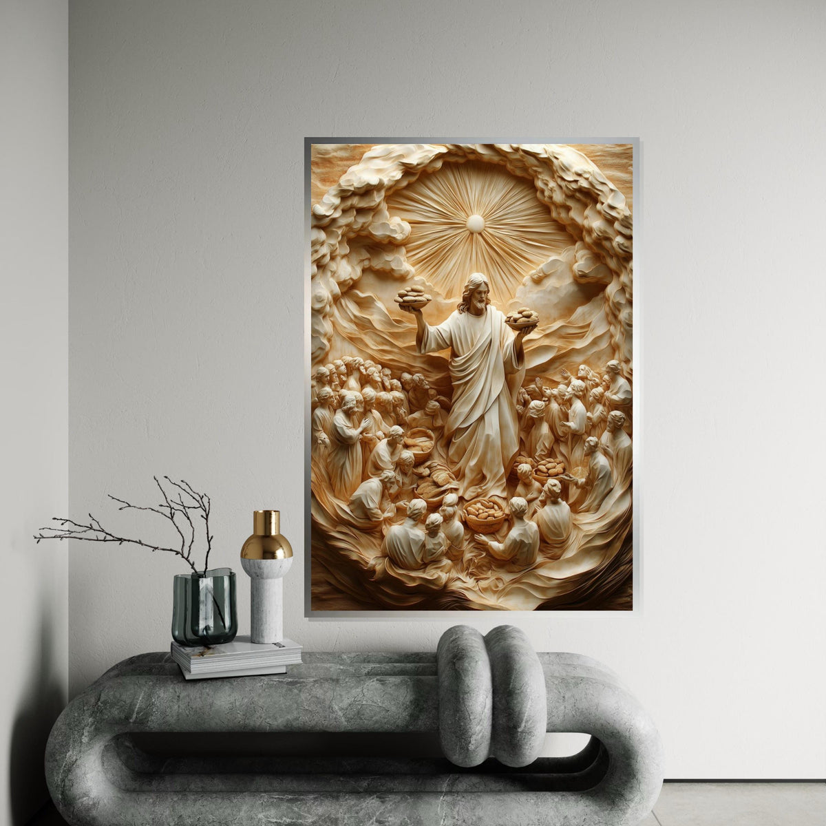 Miraculous Bread Canvas Art, Jesus Feeding Multitude, Spiritual Wall Decor, Religious Artwork, Wall Art Canvas Design, Ready To Hang