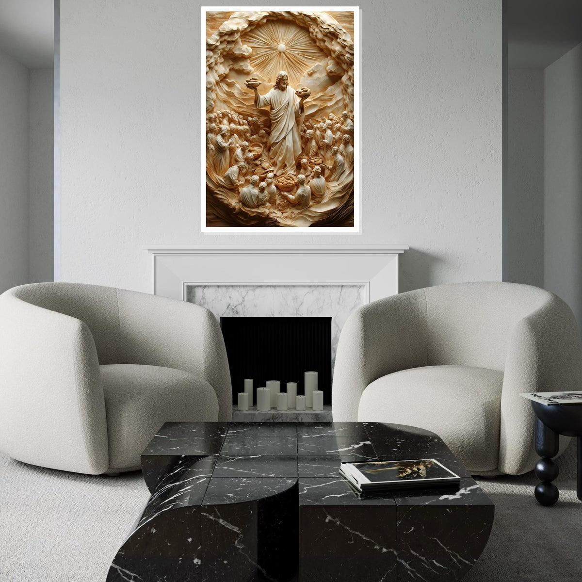 Miraculous Bread Canvas Art, Jesus Feeding Multitude, Spiritual Wall Decor, Religious Artwork, Wall Art Canvas Design, Ready To Hang