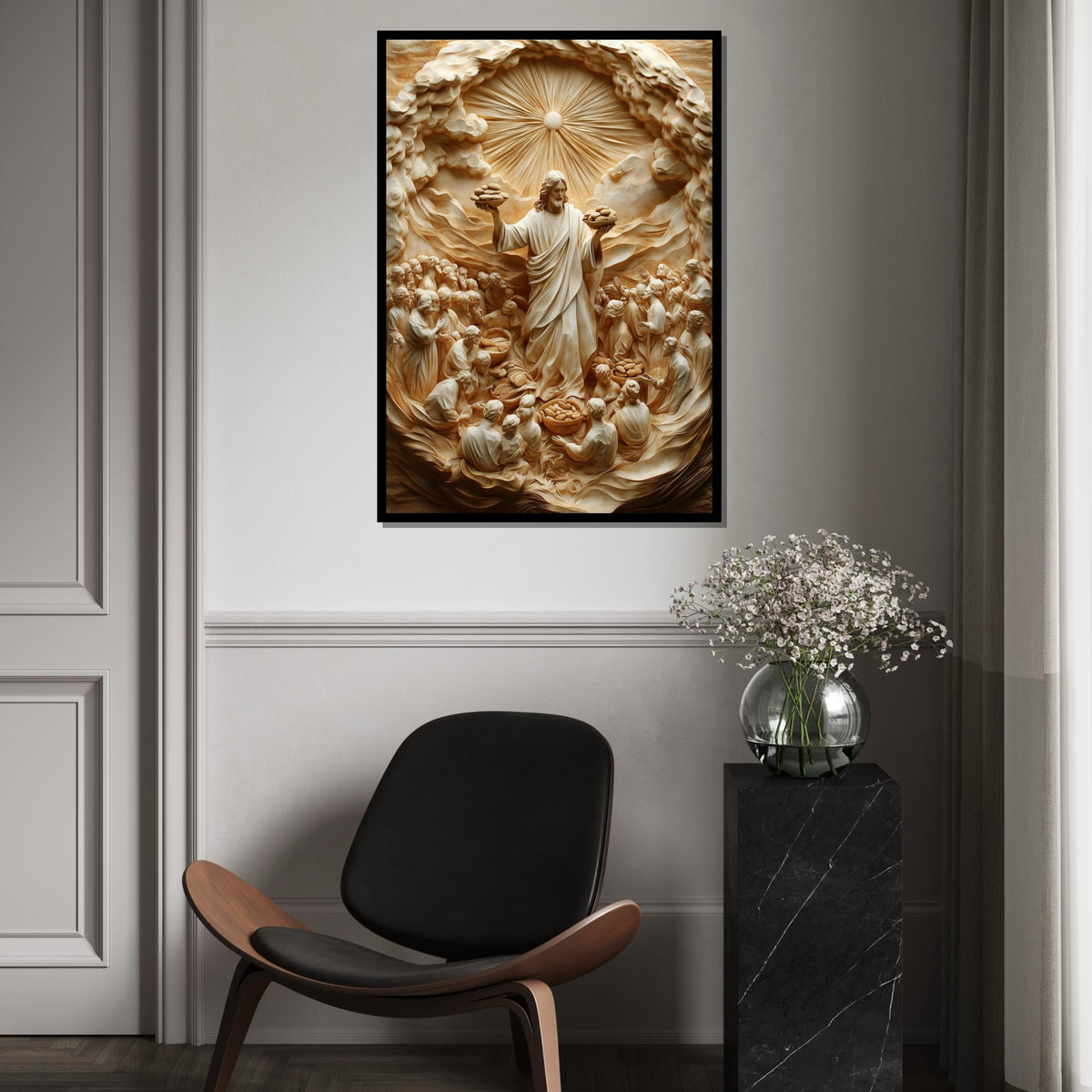 Miraculous Bread Canvas Art, Jesus Feeding Multitude, Spiritual Wall Decor, Religious Artwork, Wall Art Canvas Design, Ready To Hang