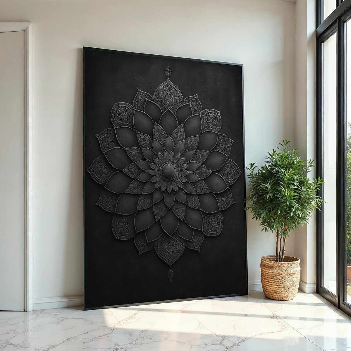 Intricate Mandala Canvas, Black Mandala Wall Art, Geometric Art, Wall Art Canvas Design, Ready To Hang Home Decor