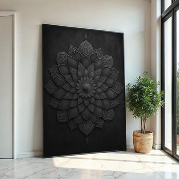 Intricate Mandala Canvas, Black Mandala Wall Art, Geometric Art, Wall Art Canvas Design, Ready To Hang Home Decor