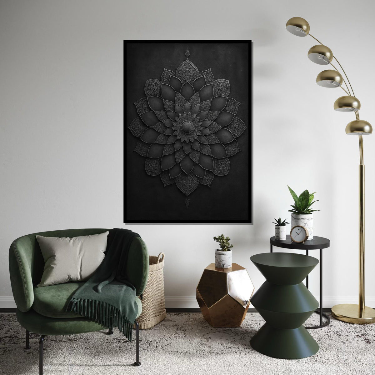 Intricate Mandala Canvas, Black Mandala Wall Art, Geometric Art, Wall Art Canvas Design, Ready To Hang Home Decor