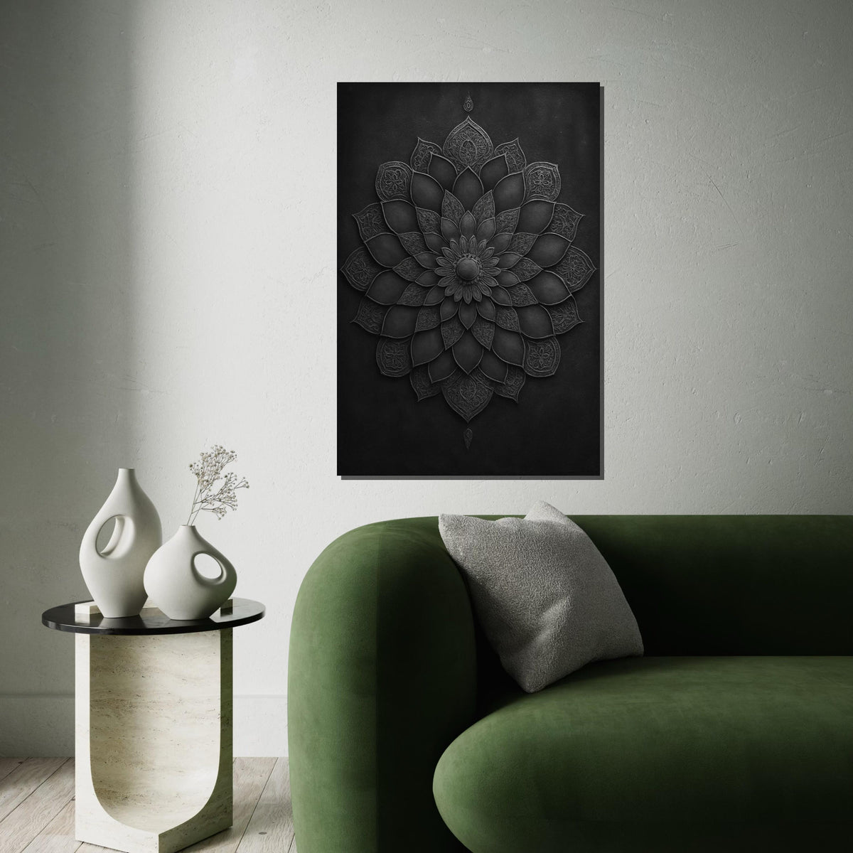 Intricate Mandala Canvas, Black Mandala Wall Art, Geometric Art, Wall Art Canvas Design, Ready To Hang Home Decor