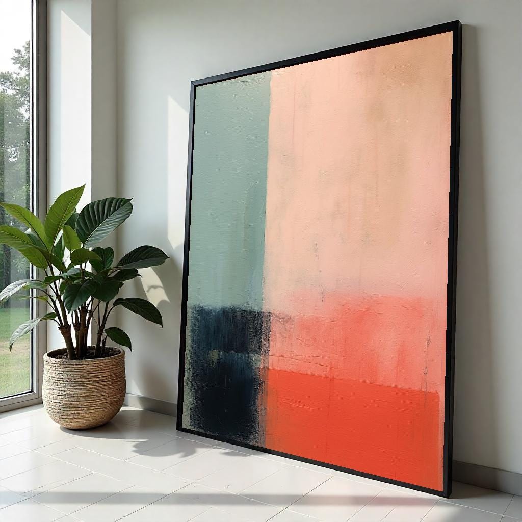 Abstract Color Block Canvas, Modern Wall Art, Soft Tones Decor, Minimalist Canvas Design, Ready to Hang Room Accent