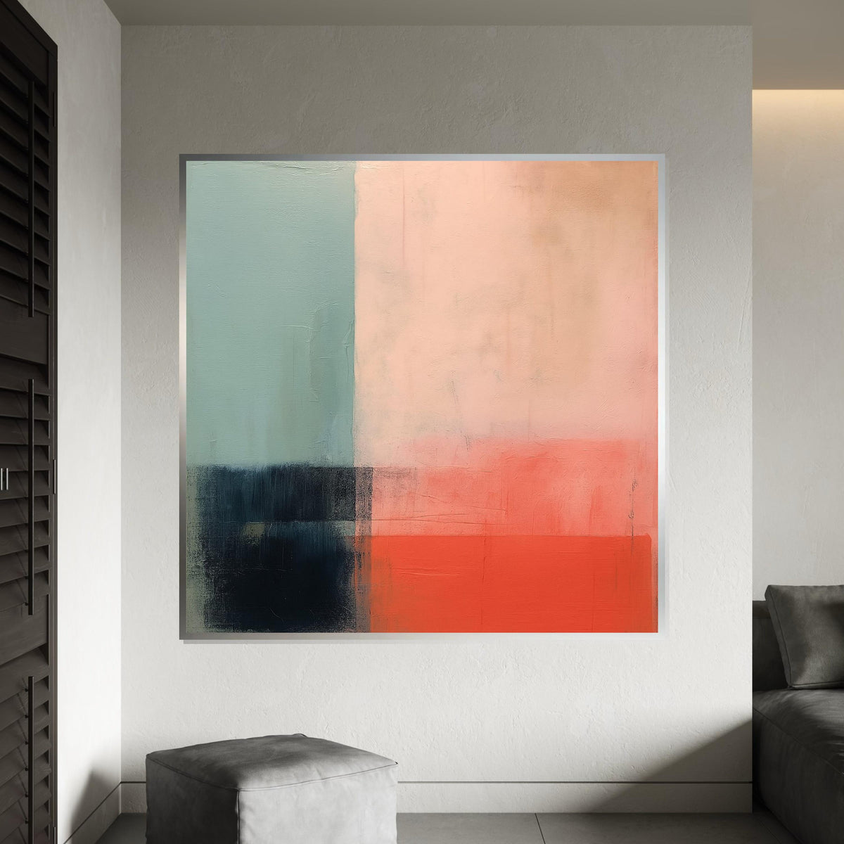 Abstract Color Block Canvas, Modern Wall Art, Soft Tones Decor, Minimalist Canvas Design, Ready to Hang Room Accent