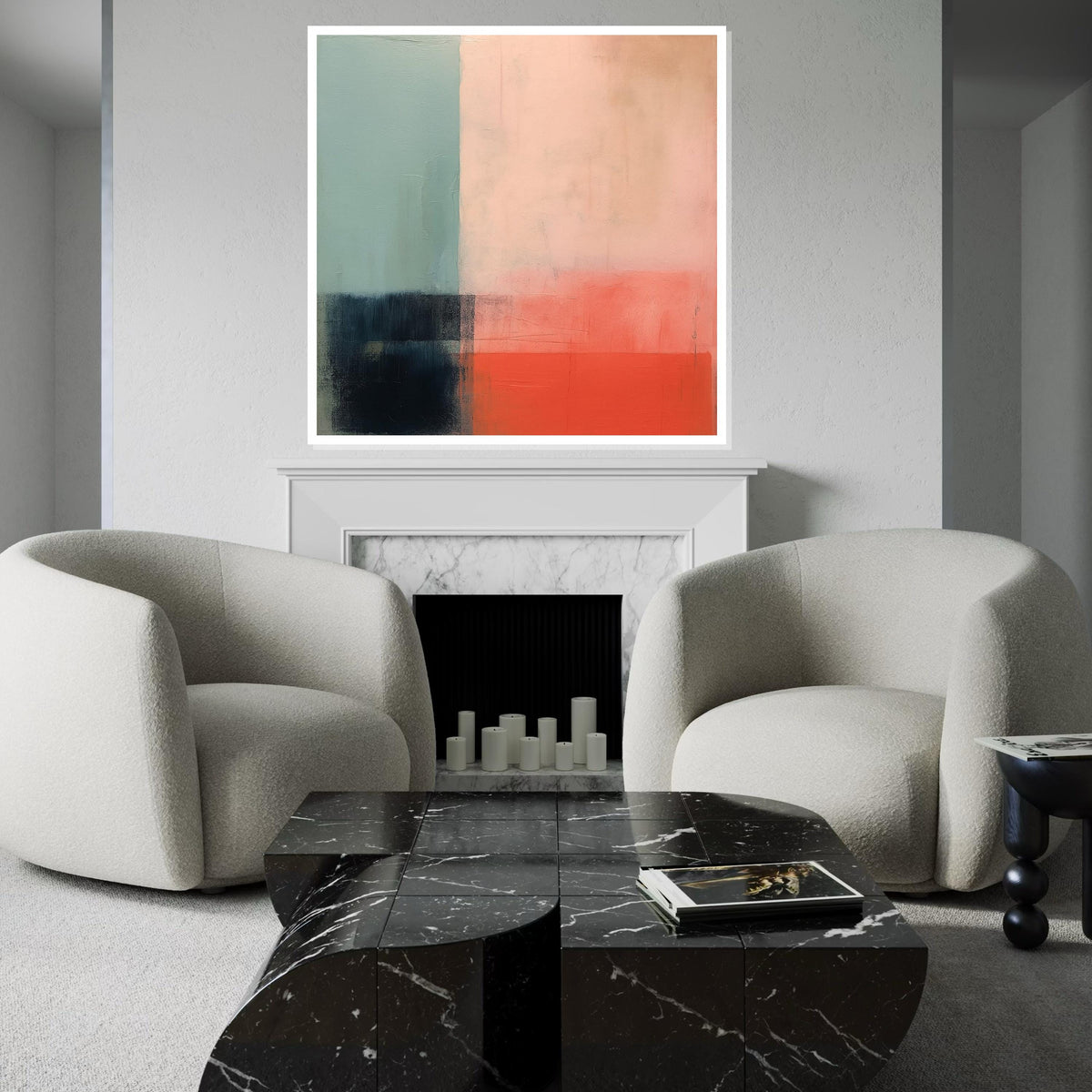 Abstract Color Block Canvas, Modern Wall Art, Soft Tones Decor, Minimalist Canvas Design, Ready to Hang Room Accent