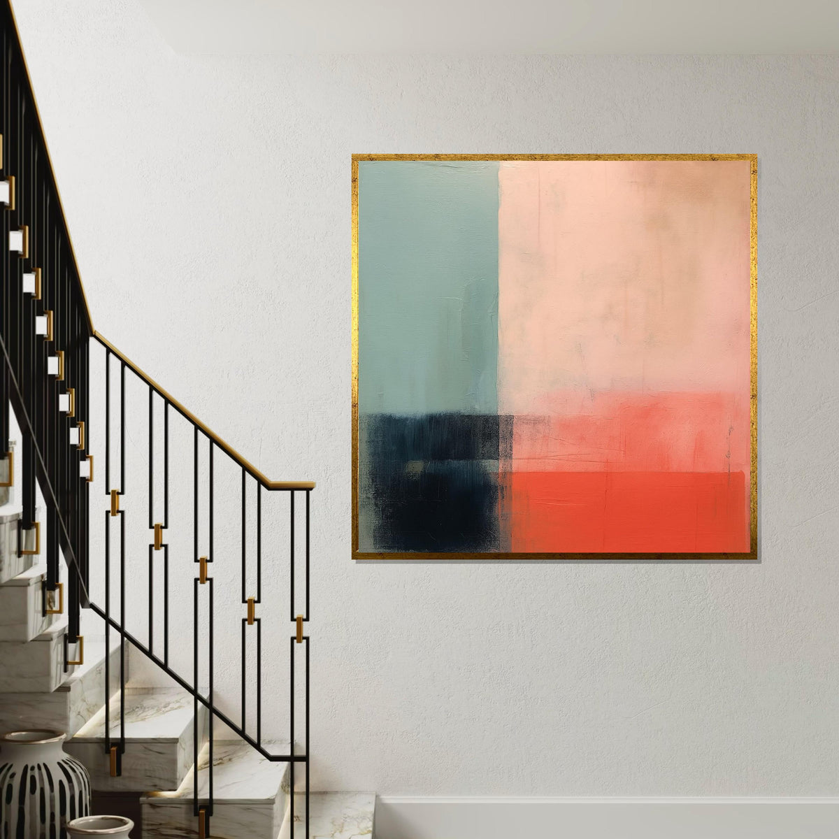 Abstract Color Block Canvas, Modern Wall Art, Soft Tones Decor, Minimalist Canvas Design, Ready to Hang Room Accent