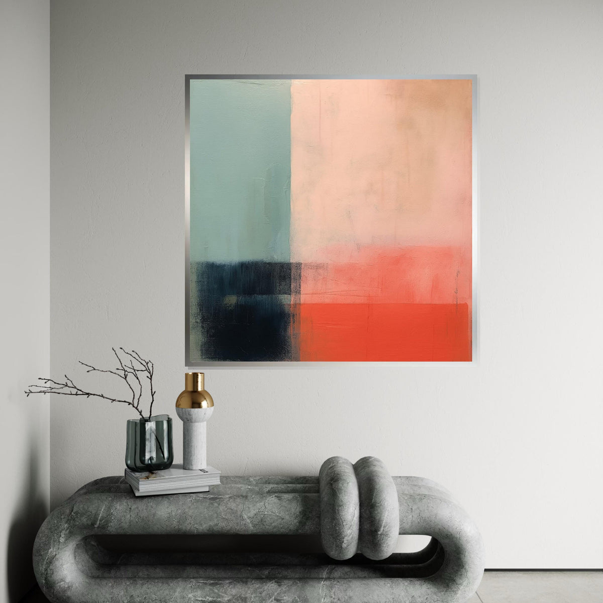 Abstract Color Block Canvas, Modern Wall Art, Soft Tones Decor, Minimalist Canvas Design, Ready to Hang Room Accent