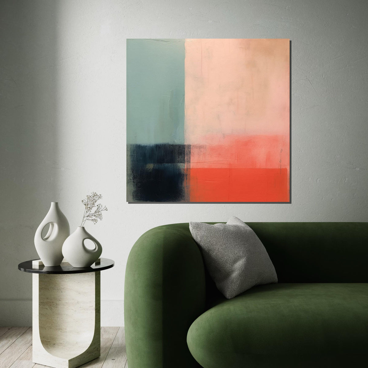 Abstract Color Block Canvas, Modern Wall Art, Soft Tones Decor, Minimalist Canvas Design, Ready to Hang Room Accent