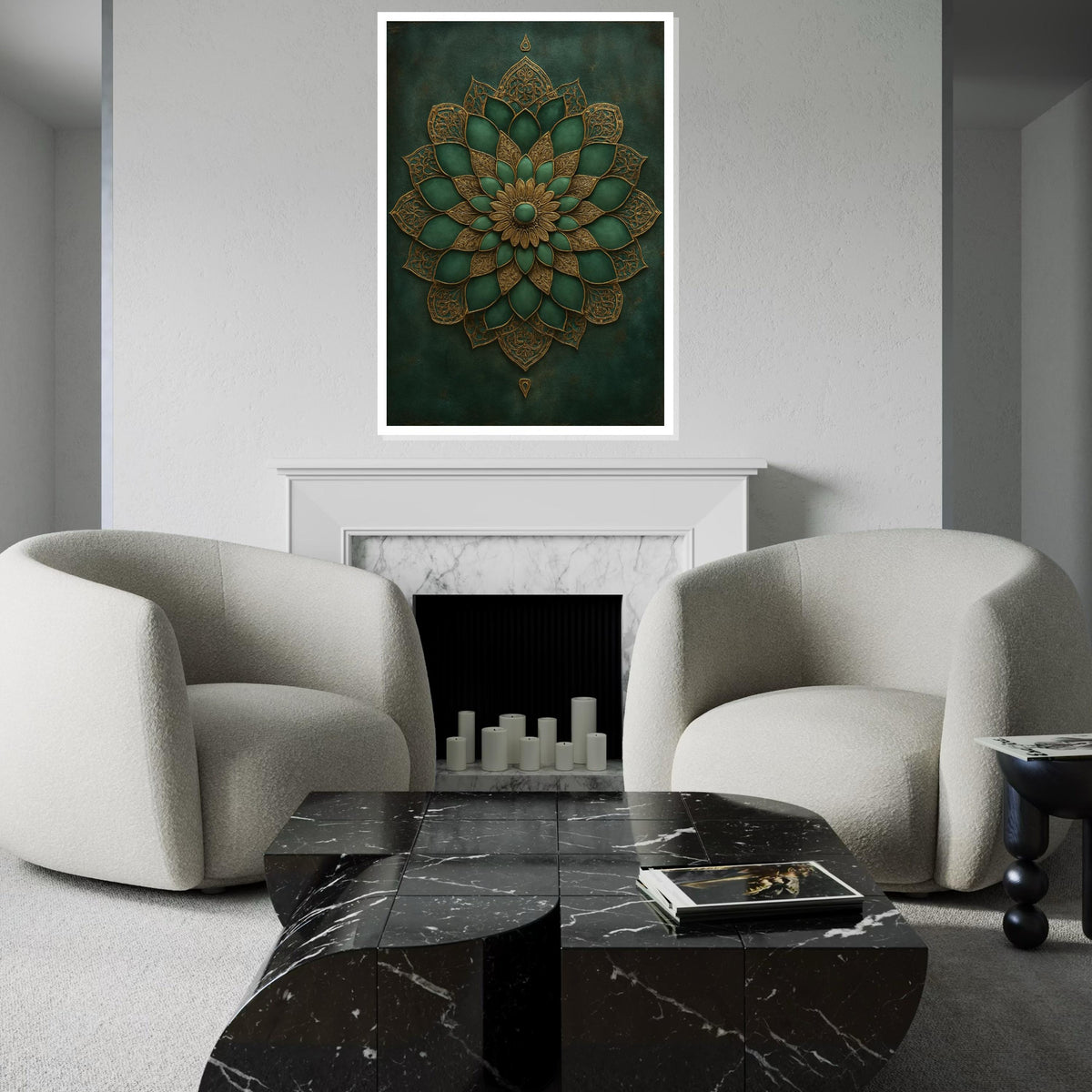 Green Gold Mandala Canvas, Intricate Floral Wall Art, Mandala Design, Boho Decor, Wall Art Canvas Design, Ready To Hang Home Decor