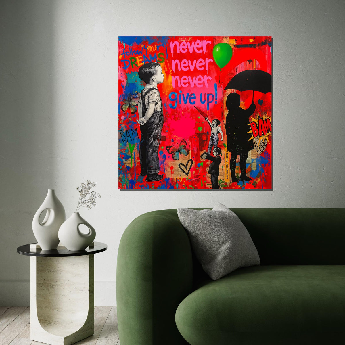 Inspiration Canvas Wall Art, Motivational Pop Art, Follow Your Dreams Poster, Colorful Street Art, Wall Art Canvas Design, Ready to Hang