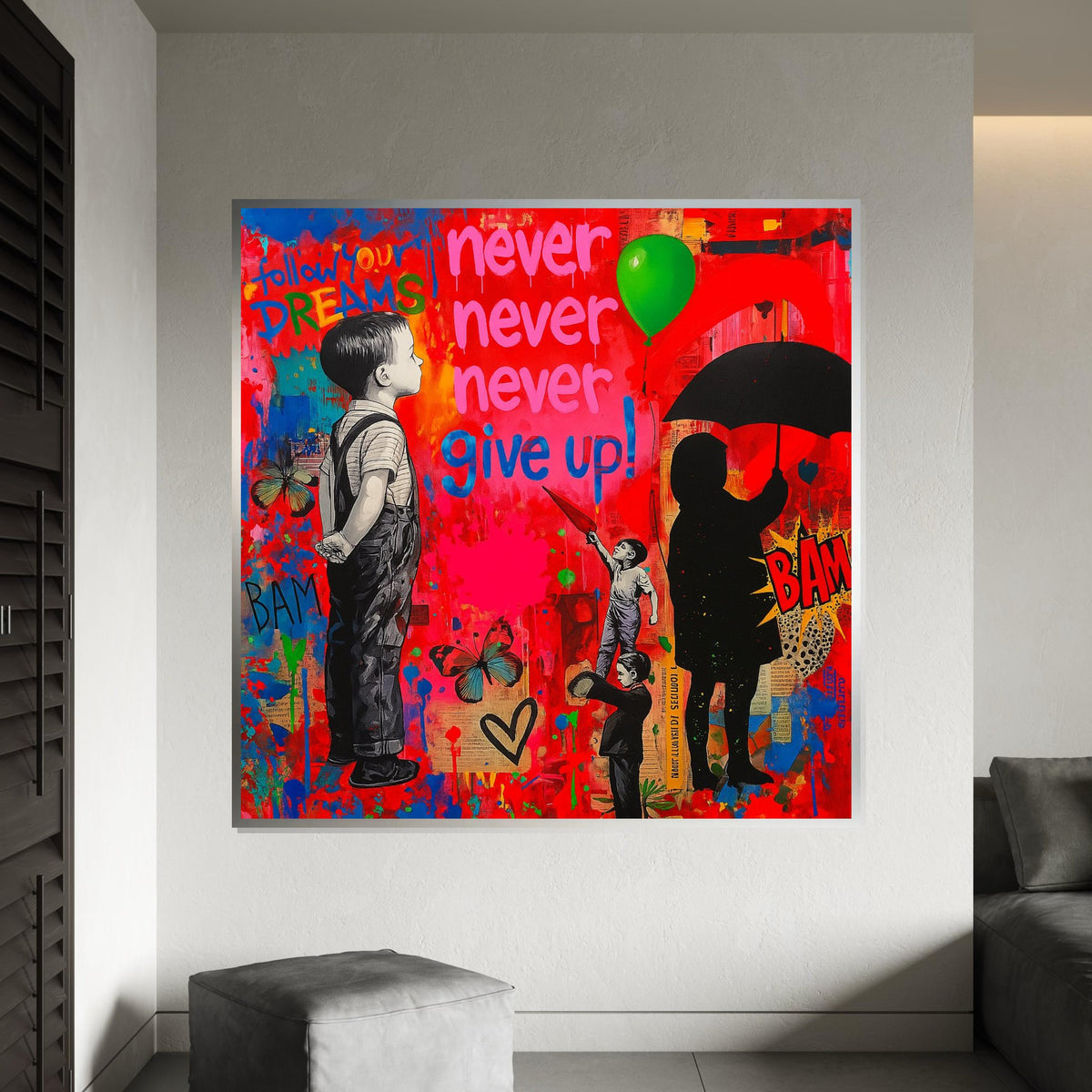 Inspiration Canvas Wall Art, Motivational Pop Art, Follow Your Dreams Poster, Colorful Street Art, Wall Art Canvas Design, Ready to Hang