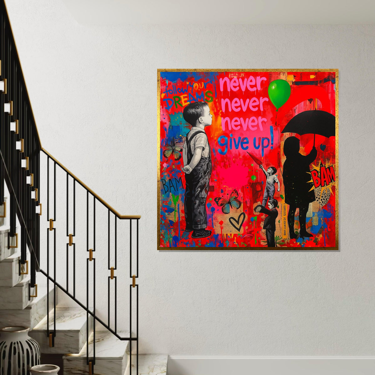 Inspiration Canvas Wall Art, Motivational Pop Art, Follow Your Dreams Poster, Colorful Street Art, Wall Art Canvas Design, Ready to Hang