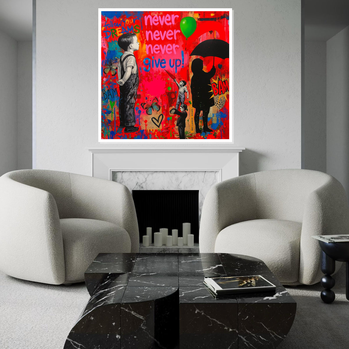 Inspiration Canvas Wall Art, Motivational Pop Art, Follow Your Dreams Poster, Colorful Street Art, Wall Art Canvas Design, Ready to Hang