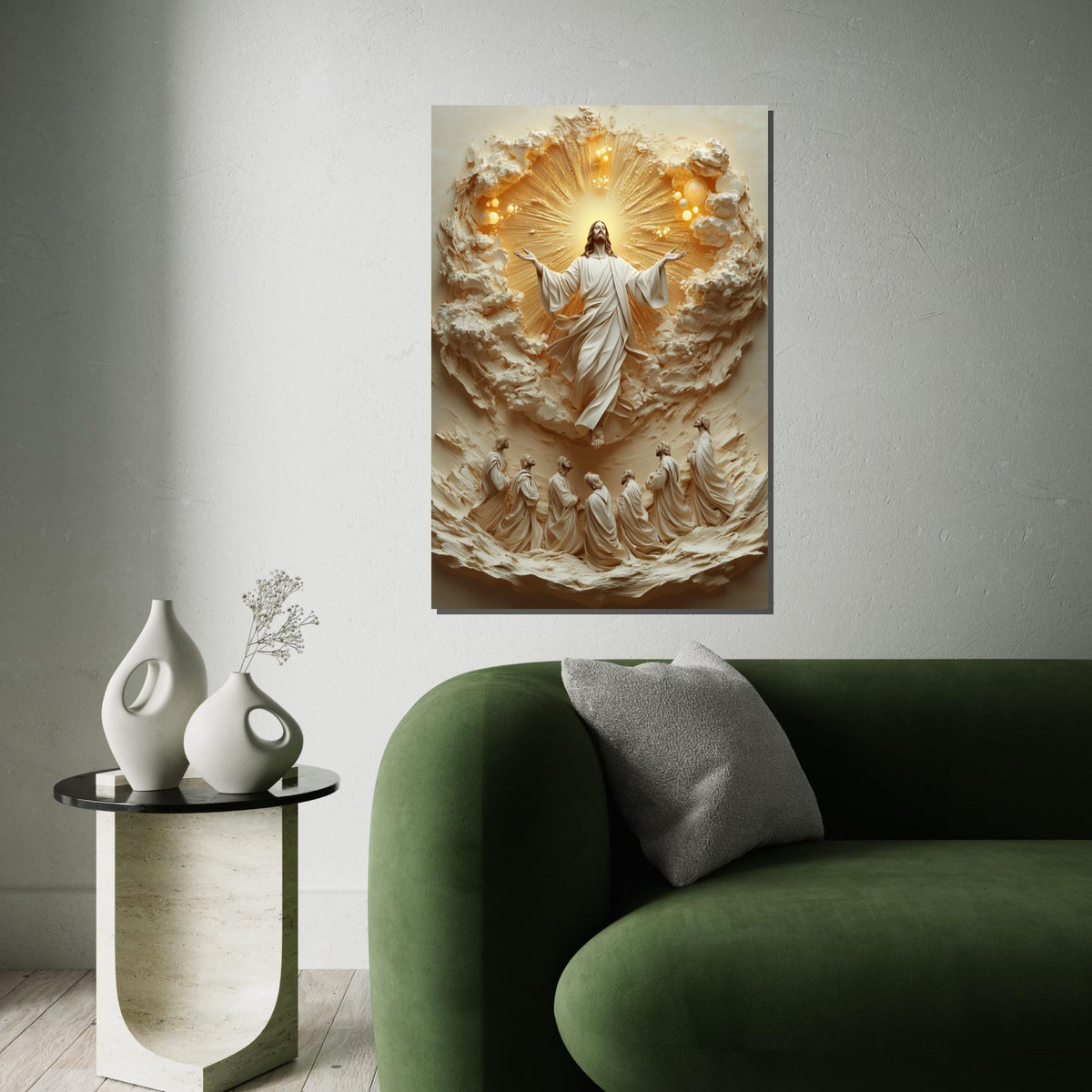 Ascension Canvas Wall Art, Spiritual Art Print, Jesus with Disciples, Wall Art Canvas Design, Ready To Hang Religious Decoration