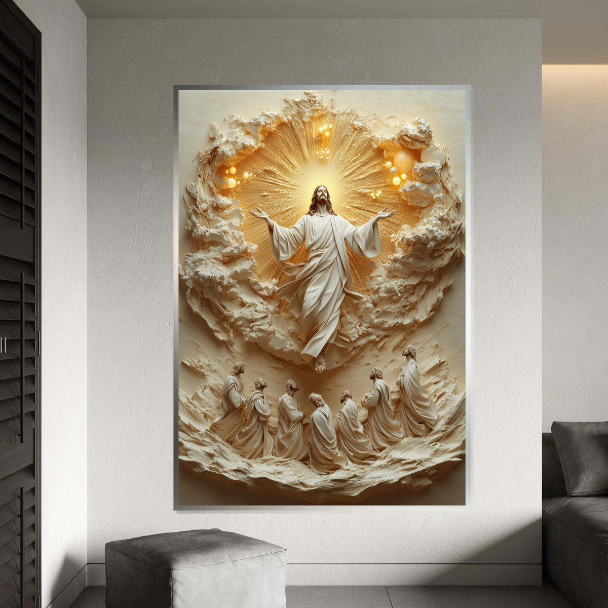 Ascension Canvas Wall Art, Spiritual Art Print, Jesus with Disciples, Wall Art Canvas Design, Ready To Hang Religious Decoration