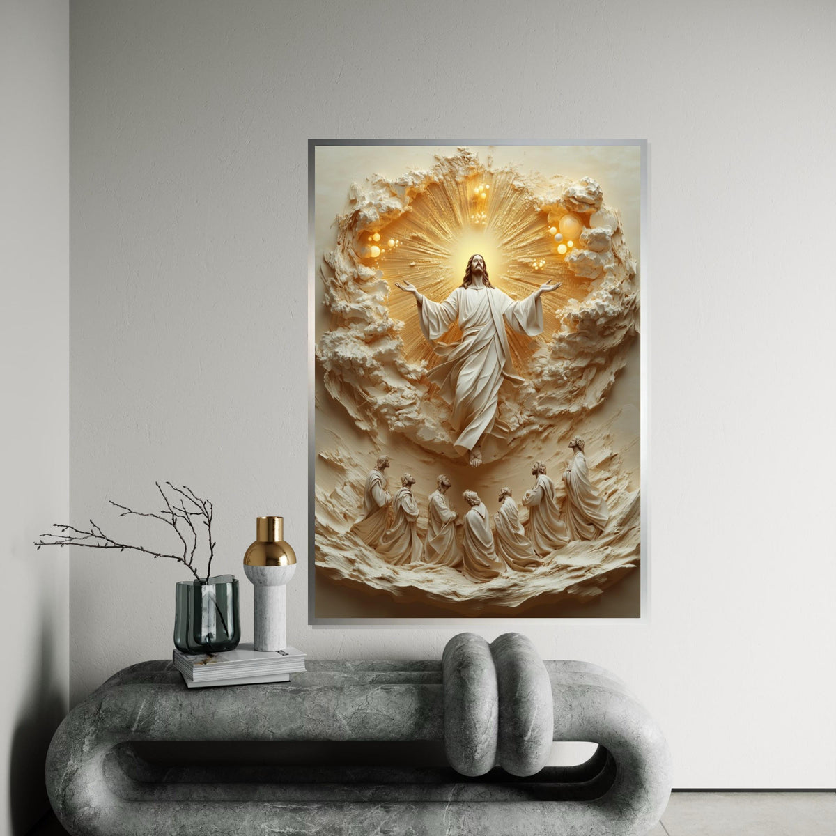 Ascension Canvas Wall Art, Spiritual Art Print, Jesus with Disciples, Wall Art Canvas Design, Ready To Hang Religious Decoration