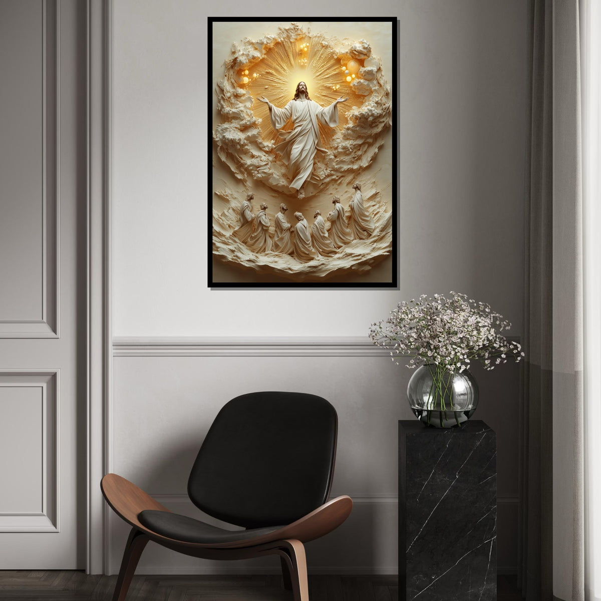 Ascension Canvas Wall Art, Spiritual Art Print, Jesus with Disciples, Wall Art Canvas Design, Ready To Hang Religious Decoration