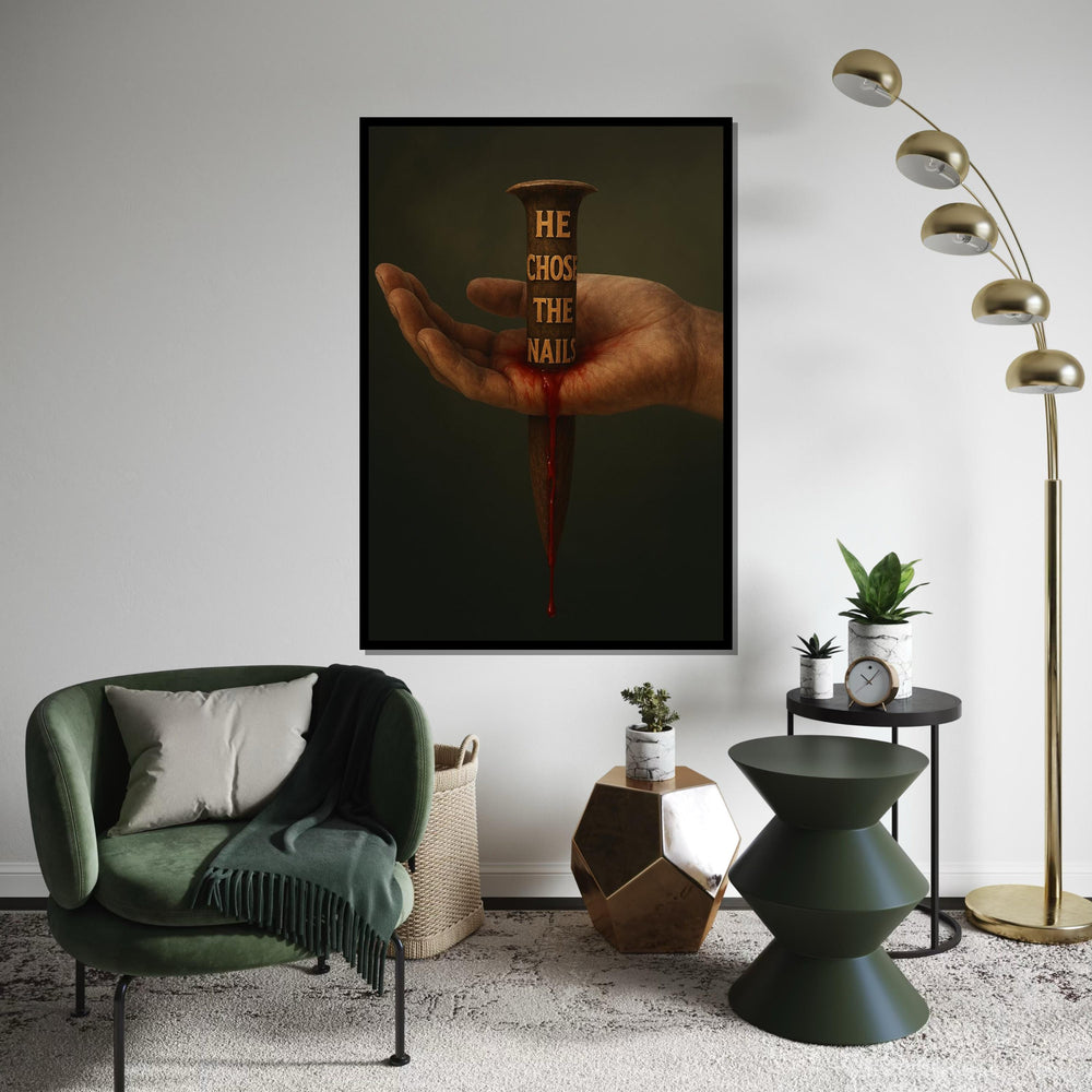 Nail in Hand Canvas, Spiritual Sacrifice Art, Religious Wall Print, Inspirational Canvas Design, Thoughtful Decoration, Ready to Hang