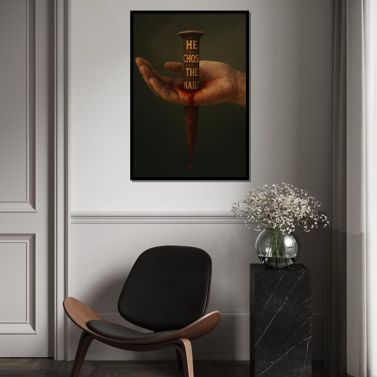Nail in Hand Canvas, Spiritual Sacrifice Art, Religious Wall Print, Inspirational Canvas Design, Thoughtful Decoration, Ready to Hang