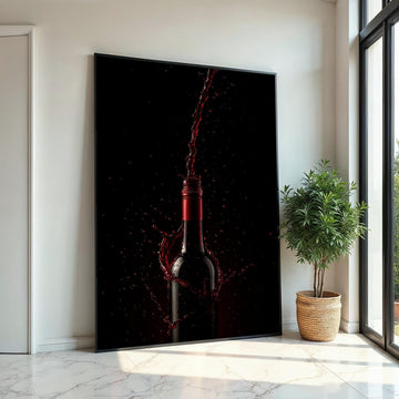 Red Wine Splash Canvas, Wine Bottle Art Print, Elegant Beverage Wall Decor, Wall Art Canvas Design, Ready to Hang Decoration