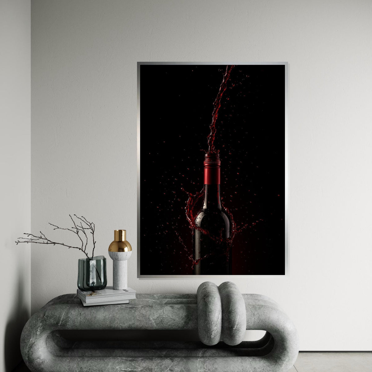 Red Wine Splash Canvas, Wine Bottle Art Print, Elegant Beverage Wall Decor, Wall Art Canvas Design, Ready to Hang Decoration