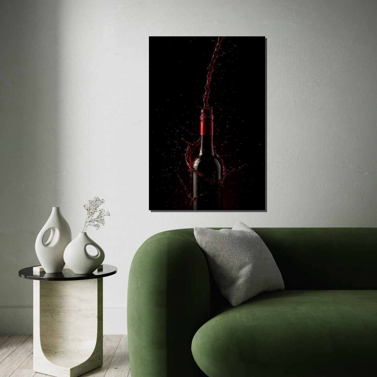 Red Wine Splash Canvas, Wine Bottle Art Print, Elegant Beverage Wall Decor, Wall Art Canvas Design, Ready to Hang Decoration