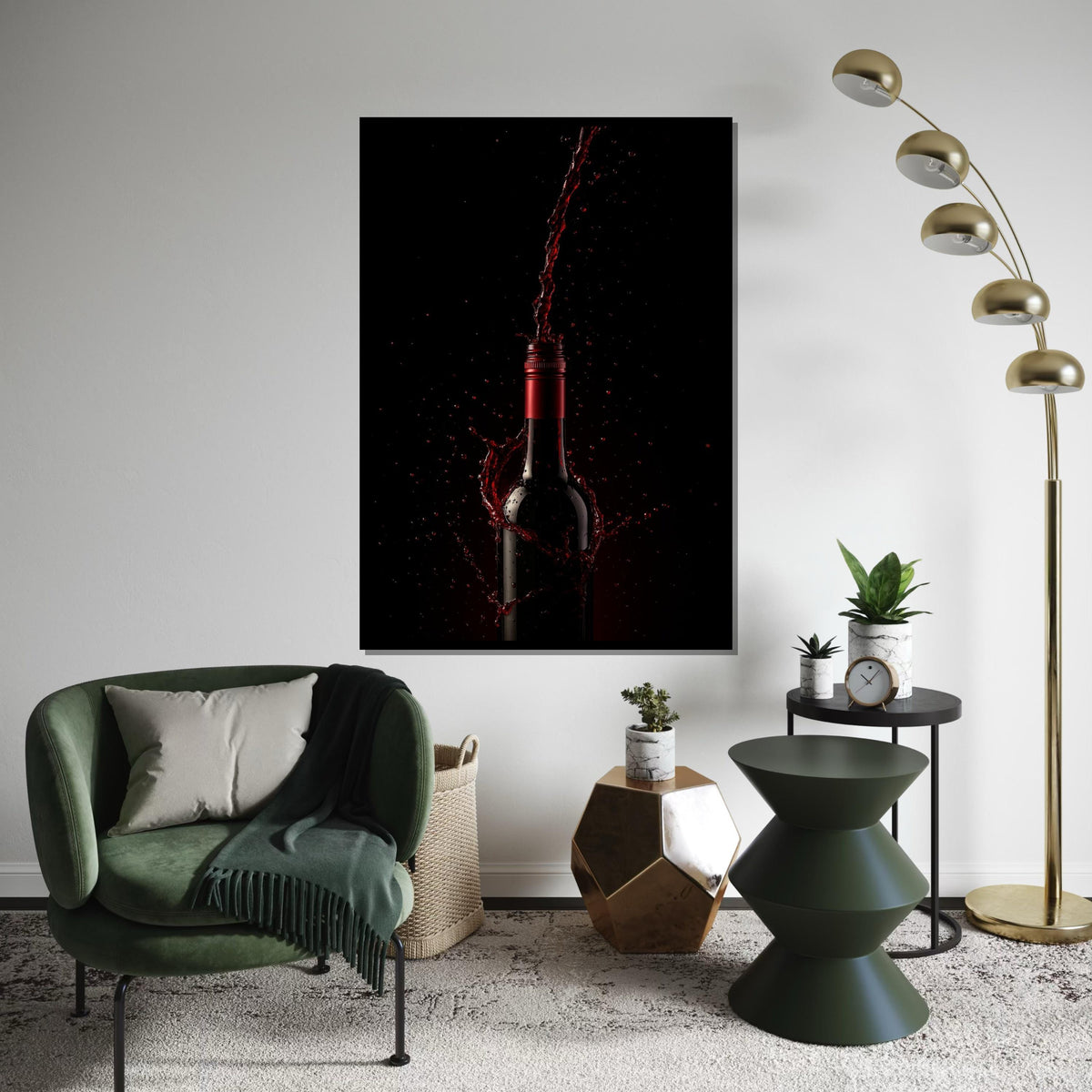 Red Wine Splash Canvas, Wine Bottle Art Print, Elegant Beverage Wall Decor, Wall Art Canvas Design, Ready to Hang Decoration