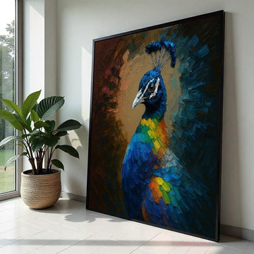 Colorful Peacock Canvas, Multicolor Bird Art, Vibrant Peacock Wall Print, Wall Art Canvas Design, Ready To Hang Decoration