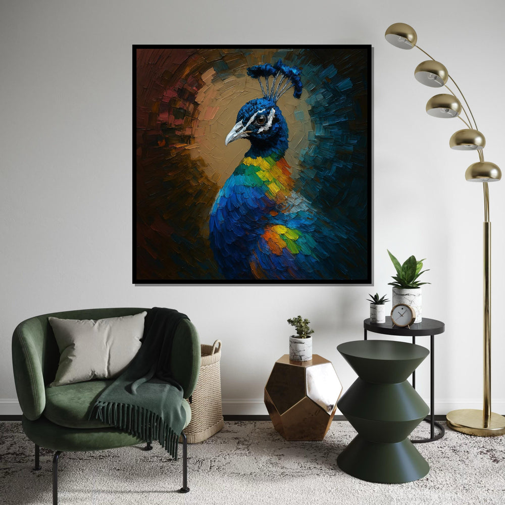 Colorful Peacock Canvas, Multicolor Bird Art, Vibrant Peacock Wall Print, Wall Art Canvas Design, Ready To Hang Decoration