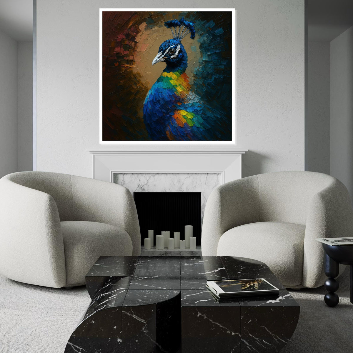 Colorful Peacock Canvas, Multicolor Bird Art, Vibrant Peacock Wall Print, Wall Art Canvas Design, Ready To Hang Decoration