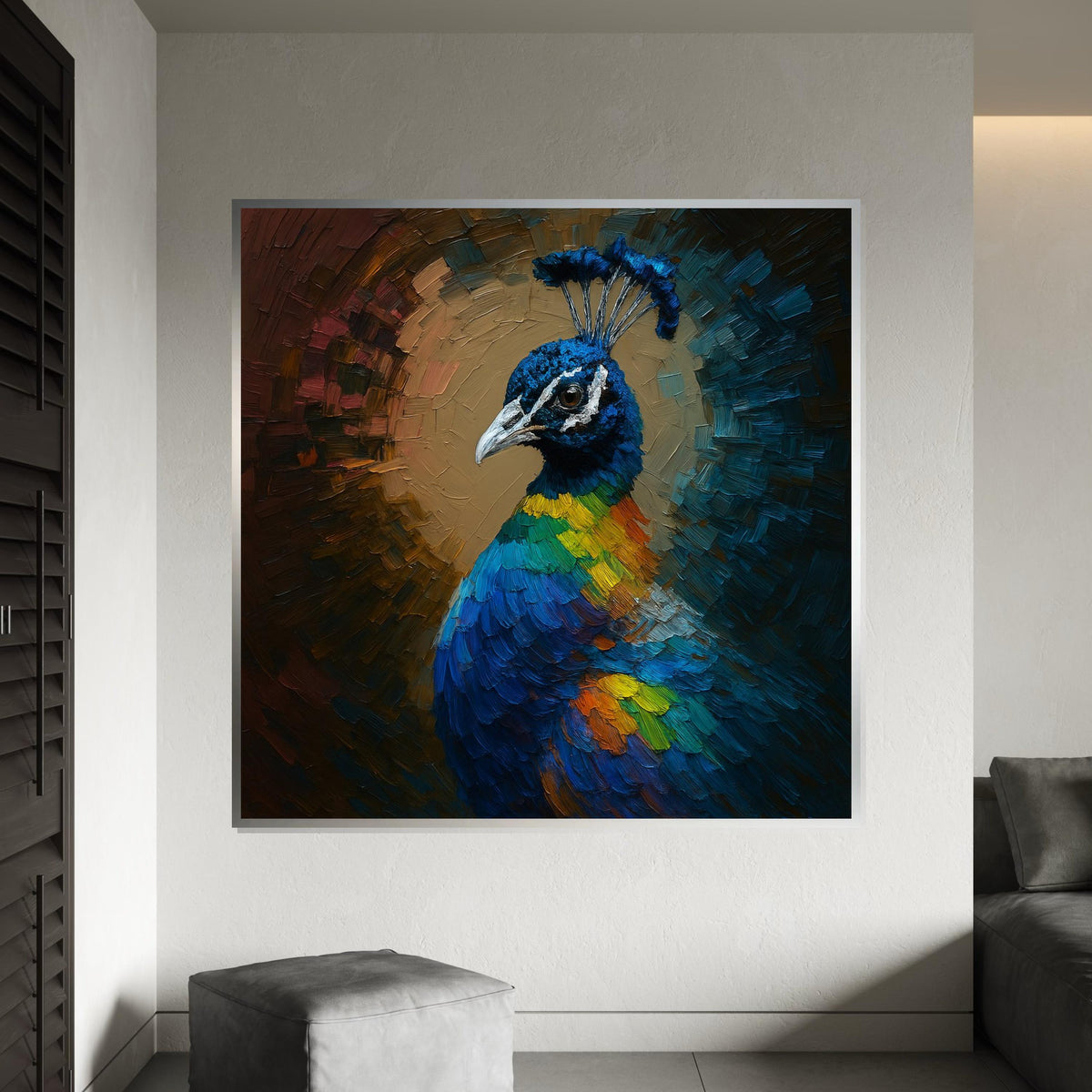 Colorful Peacock Canvas, Multicolor Bird Art, Vibrant Peacock Wall Print, Wall Art Canvas Design, Ready To Hang Decoration