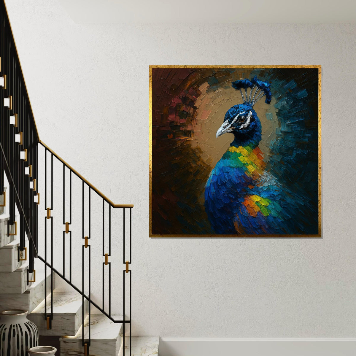 Colorful Peacock Canvas, Multicolor Bird Art, Vibrant Peacock Wall Print, Wall Art Canvas Design, Ready To Hang Decoration
