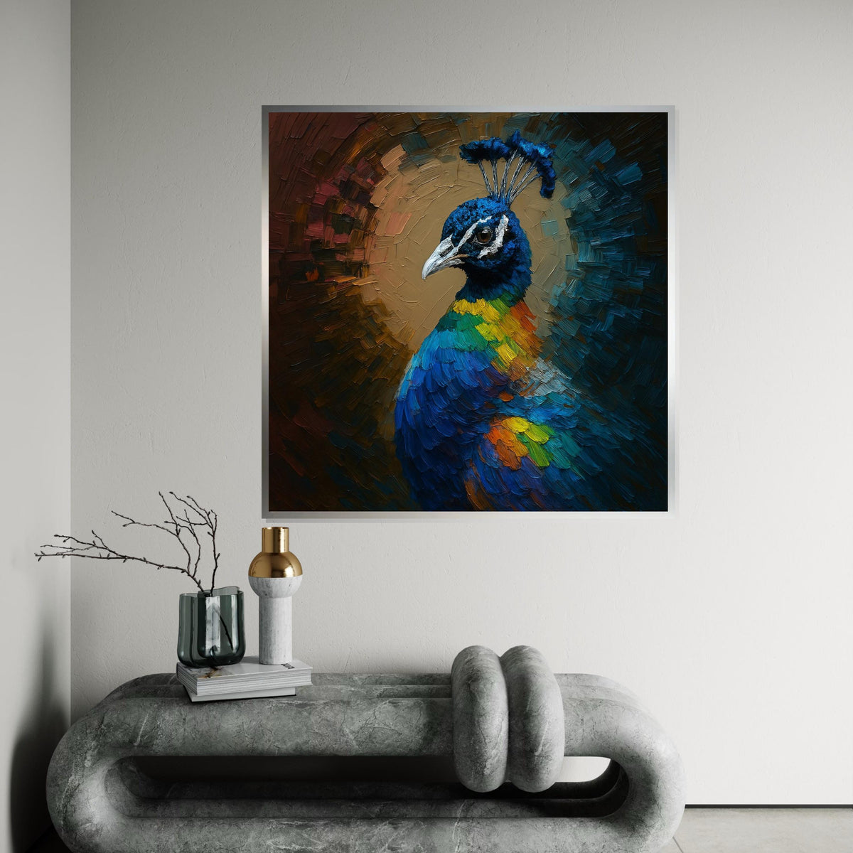 Colorful Peacock Canvas, Multicolor Bird Art, Vibrant Peacock Wall Print, Wall Art Canvas Design, Ready To Hang Decoration