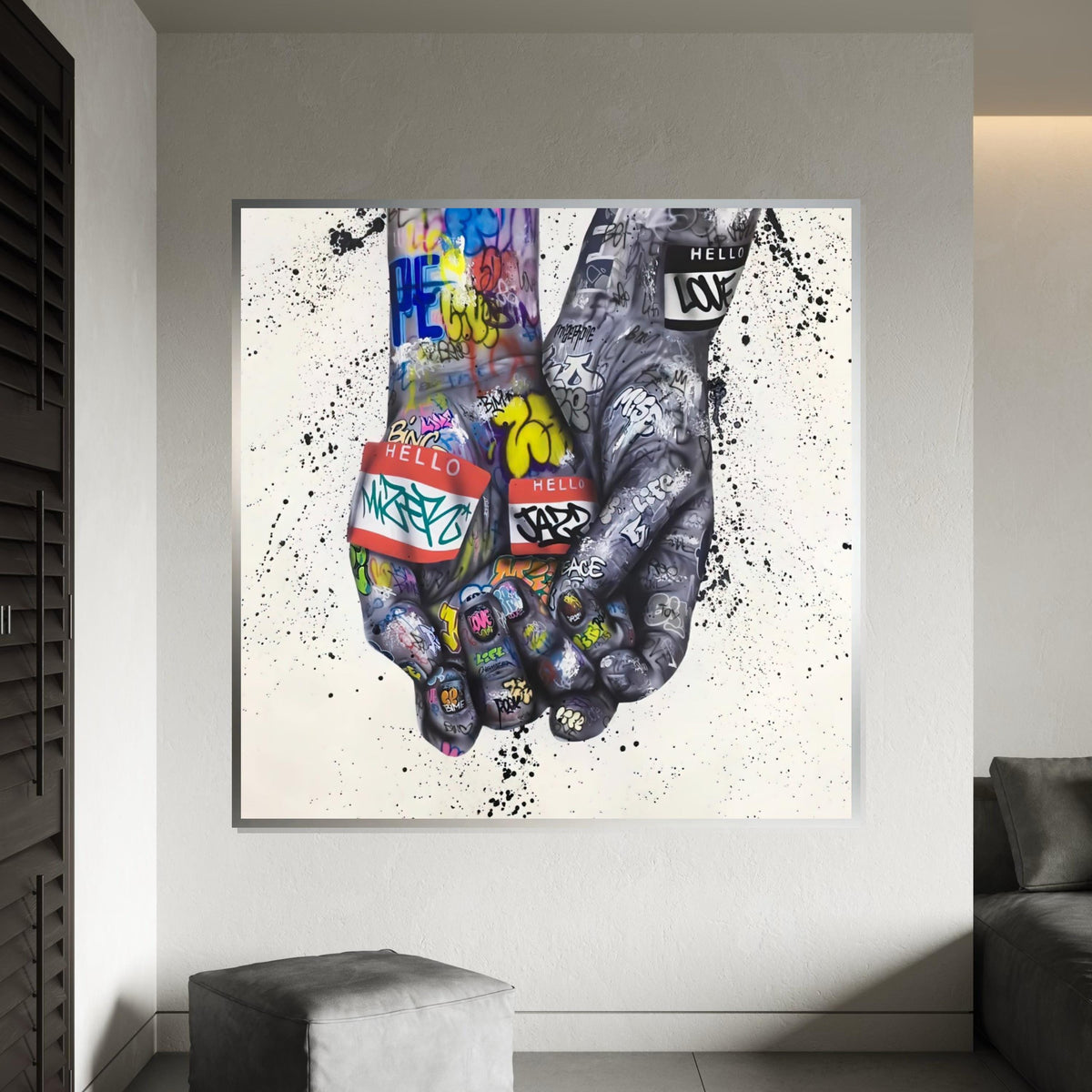 Graffiti Hands Canvas, Street Art Poster, Urban Wall Art, Wall Art Canvas Design, Ready To Hang Decoration, Colorful Graffiti Art