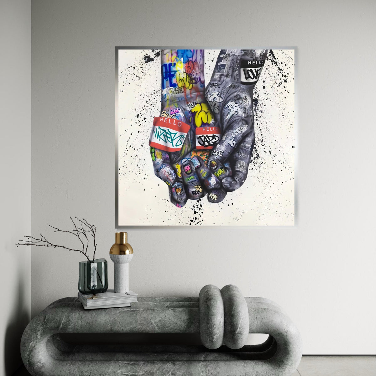 Graffiti Hands Canvas, Street Art Poster, Urban Wall Art, Wall Art Canvas Design, Ready To Hang Decoration, Colorful Graffiti Art