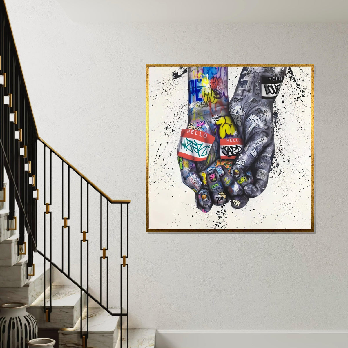 Graffiti Hands Canvas, Street Art Poster, Urban Wall Art, Wall Art Canvas Design, Ready To Hang Decoration, Colorful Graffiti Art