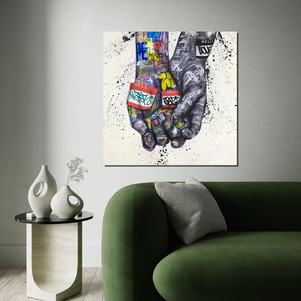 Graffiti Hands Canvas, Street Art Poster, Urban Wall Art, Wall Art Canvas Design, Ready To Hang Decoration, Colorful Graffiti Art