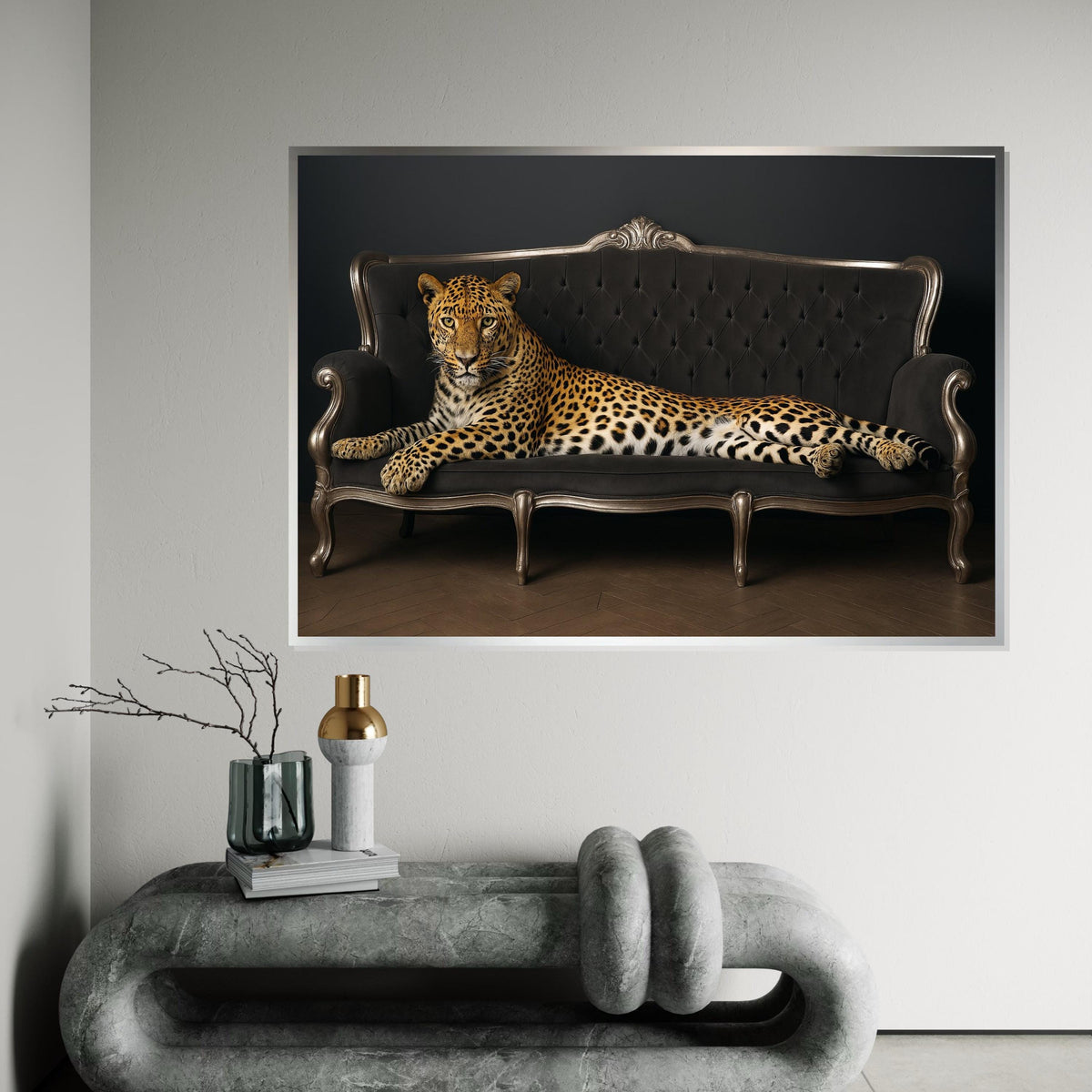 Regal Leopard Sofa Canvas, Animal Wall Art, Majestic Leopard Print, Wall Art Canvas Design, Ready To Hang Decoration