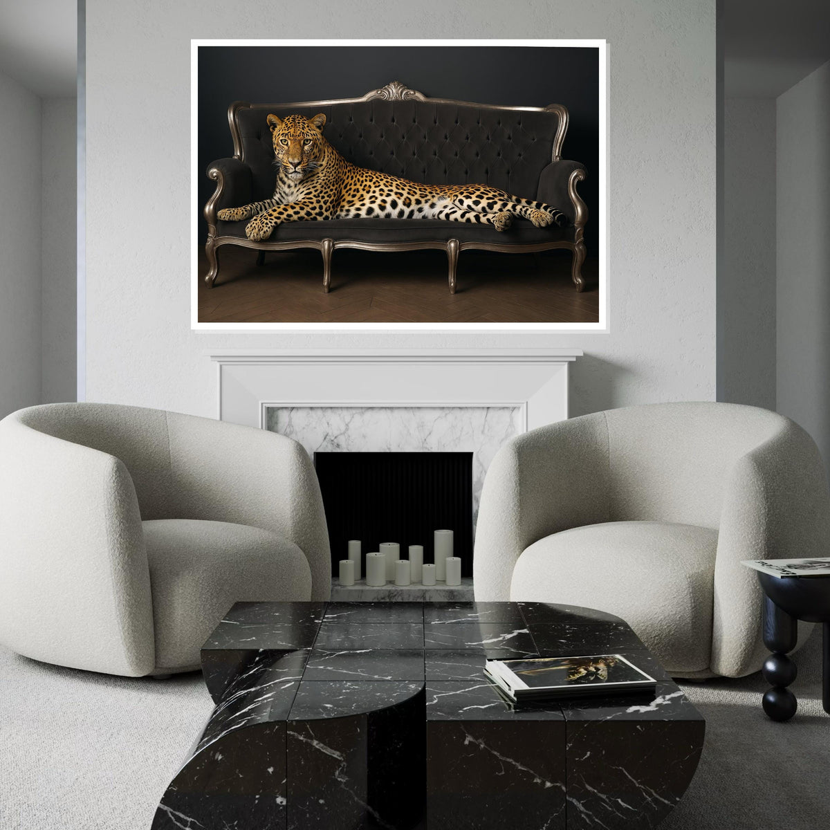 Regal Leopard Sofa Canvas, Animal Wall Art, Majestic Leopard Print, Wall Art Canvas Design, Ready To Hang Decoration