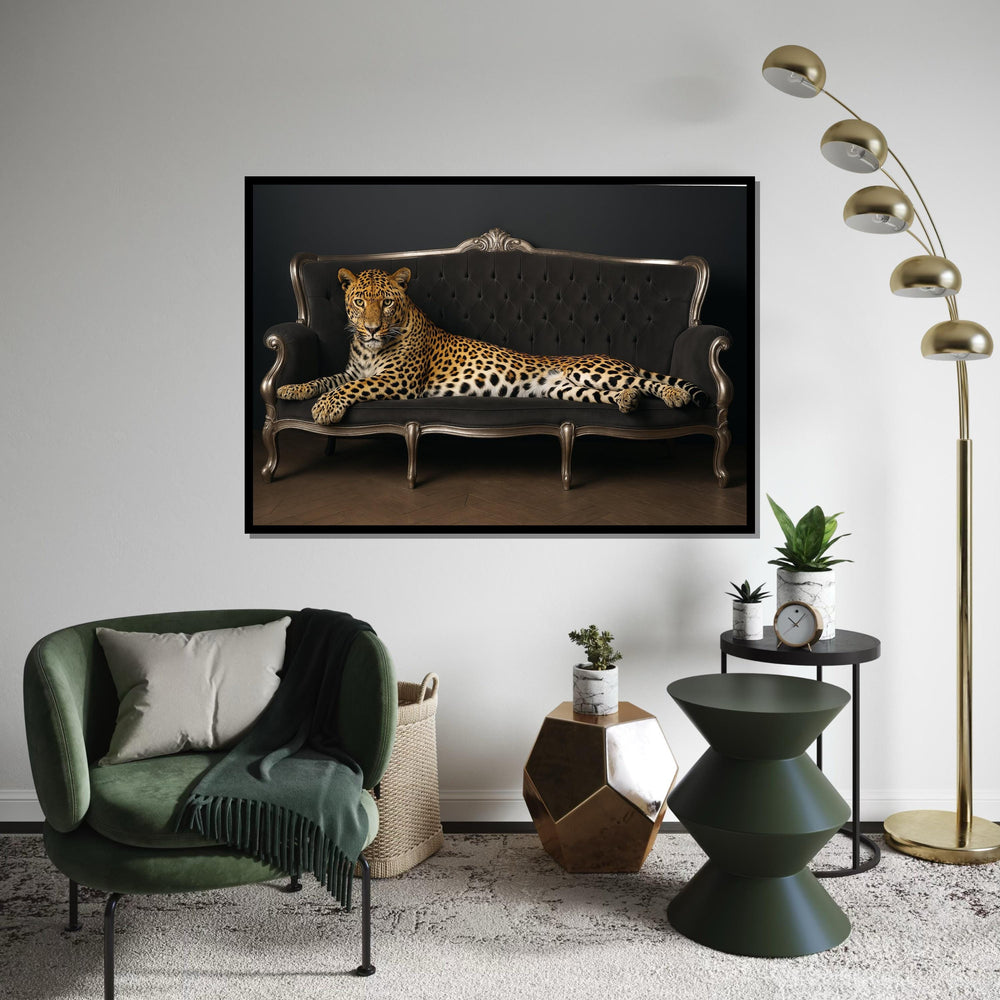 Regal Leopard Sofa Canvas, Animal Wall Art, Majestic Leopard Print, Wall Art Canvas Design, Ready To Hang Decoration