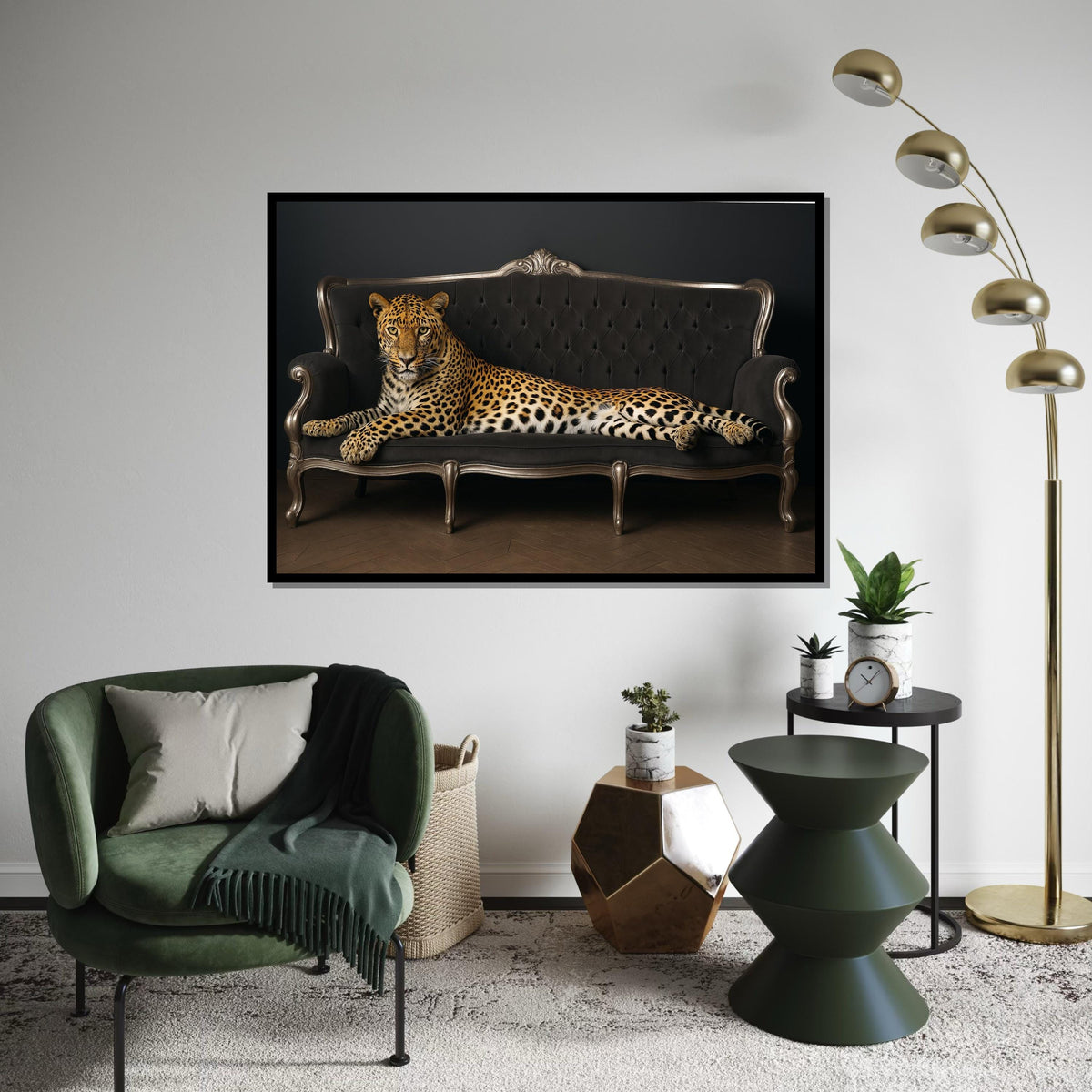 Regal Leopard Sofa Canvas, Animal Wall Art, Majestic Leopard Print, Wall Art Canvas Design, Ready To Hang Decoration