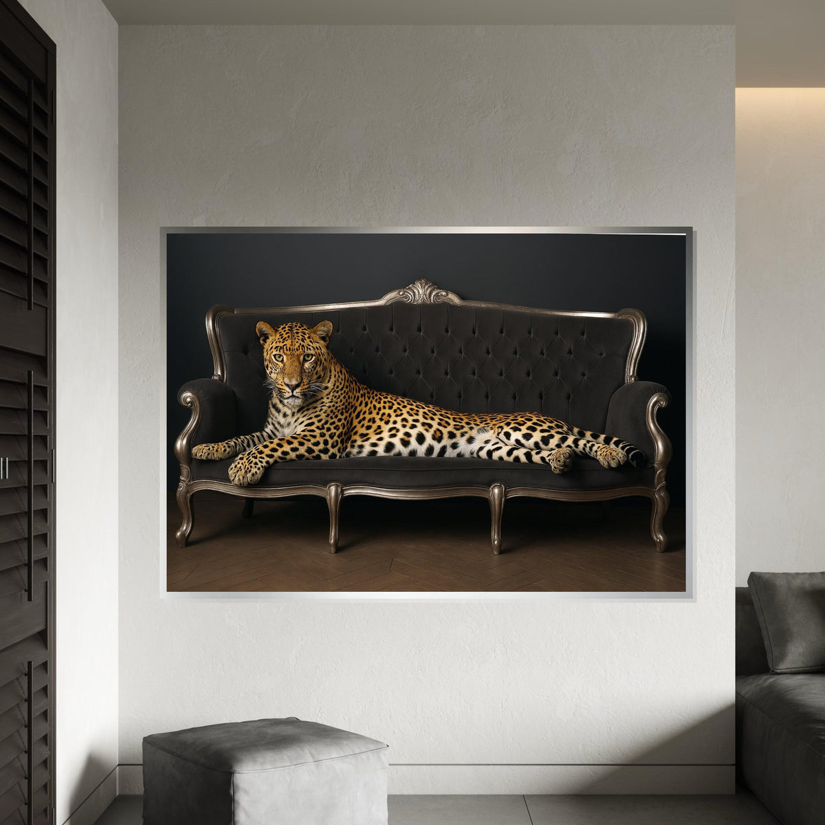 Regal Leopard Sofa Canvas, Animal Wall Art, Majestic Leopard Print, Wall Art Canvas Design, Ready To Hang Decoration