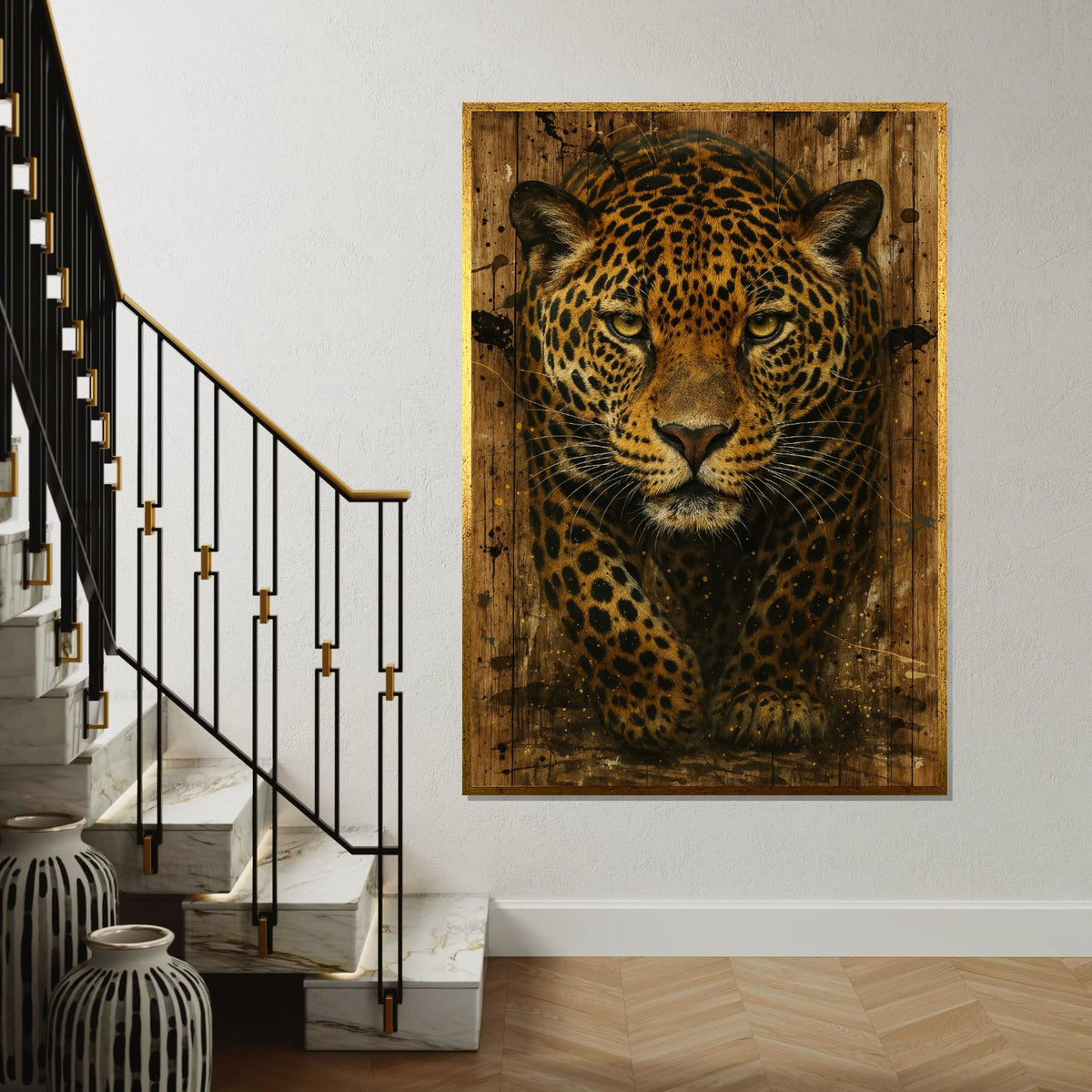 Leopard Canvas Art, Majestic Jungle Cat Wall Art, Wild Animal Canvas Print, Wall Art Canvas Design, Ready to Hang Decoration