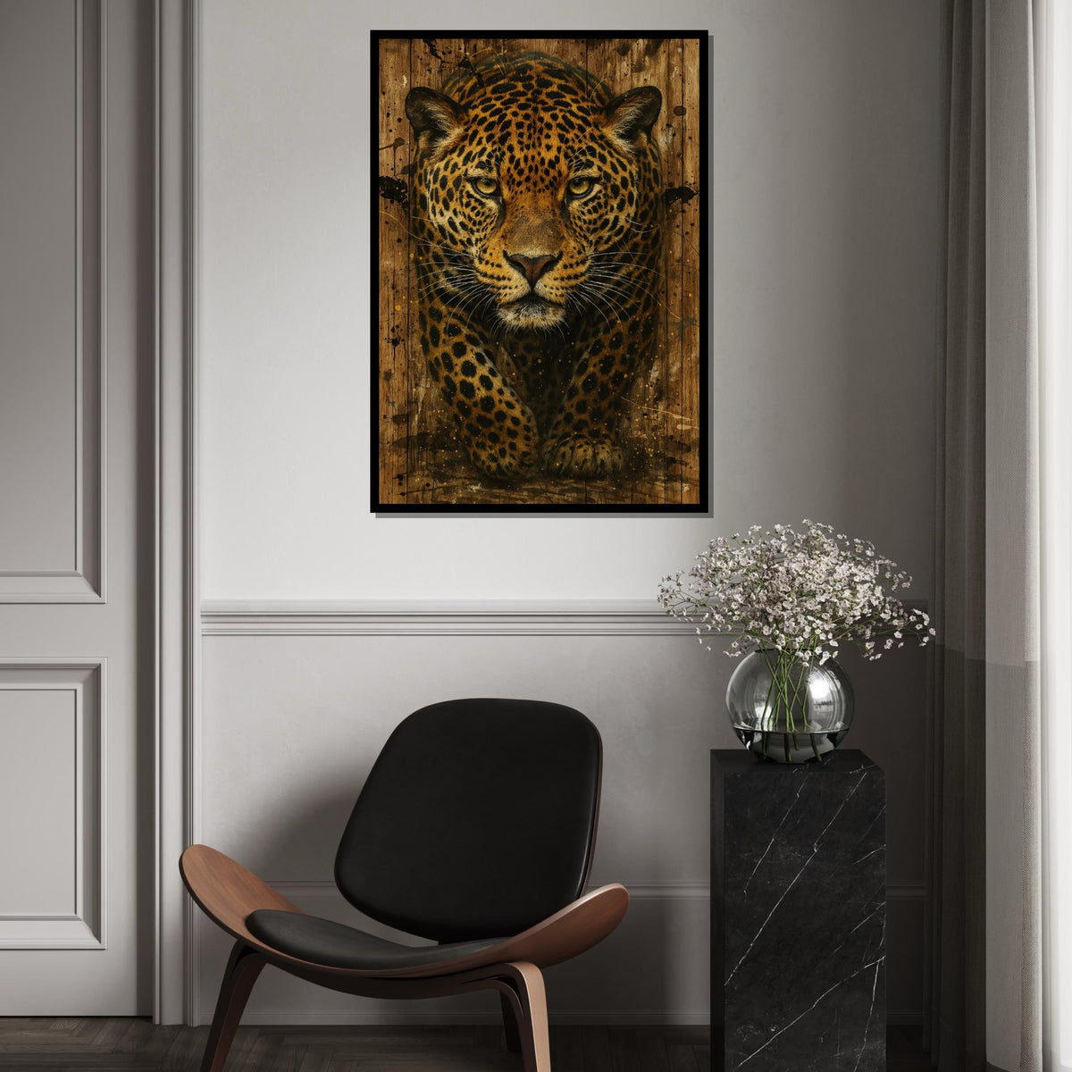 Leopard Canvas Art, Majestic Jungle Cat Wall Art, Wild Animal Canvas Print, Wall Art Canvas Design, Ready to Hang Decoration