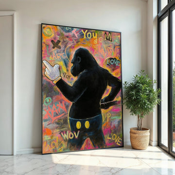 Rebel Gorilla Canvas, Urban Art Graffiti, Gorilla Art Wall Decor, Pop Art Canvas Design, Ready to Hang Modern Wall Art