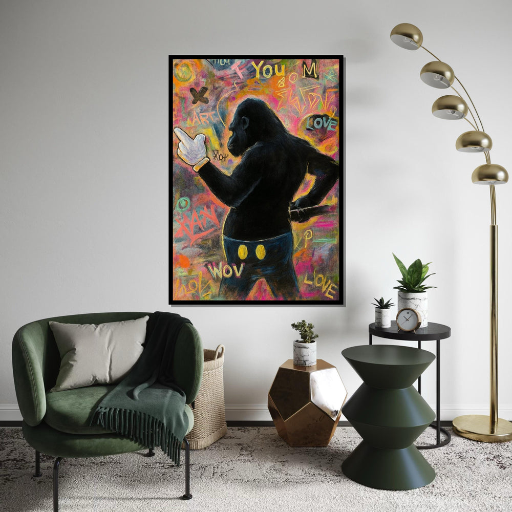 Rebel Gorilla Canvas, Urban Art Graffiti, Gorilla Art Wall Decor, Pop Art Canvas Design, Ready to Hang Modern Wall Art