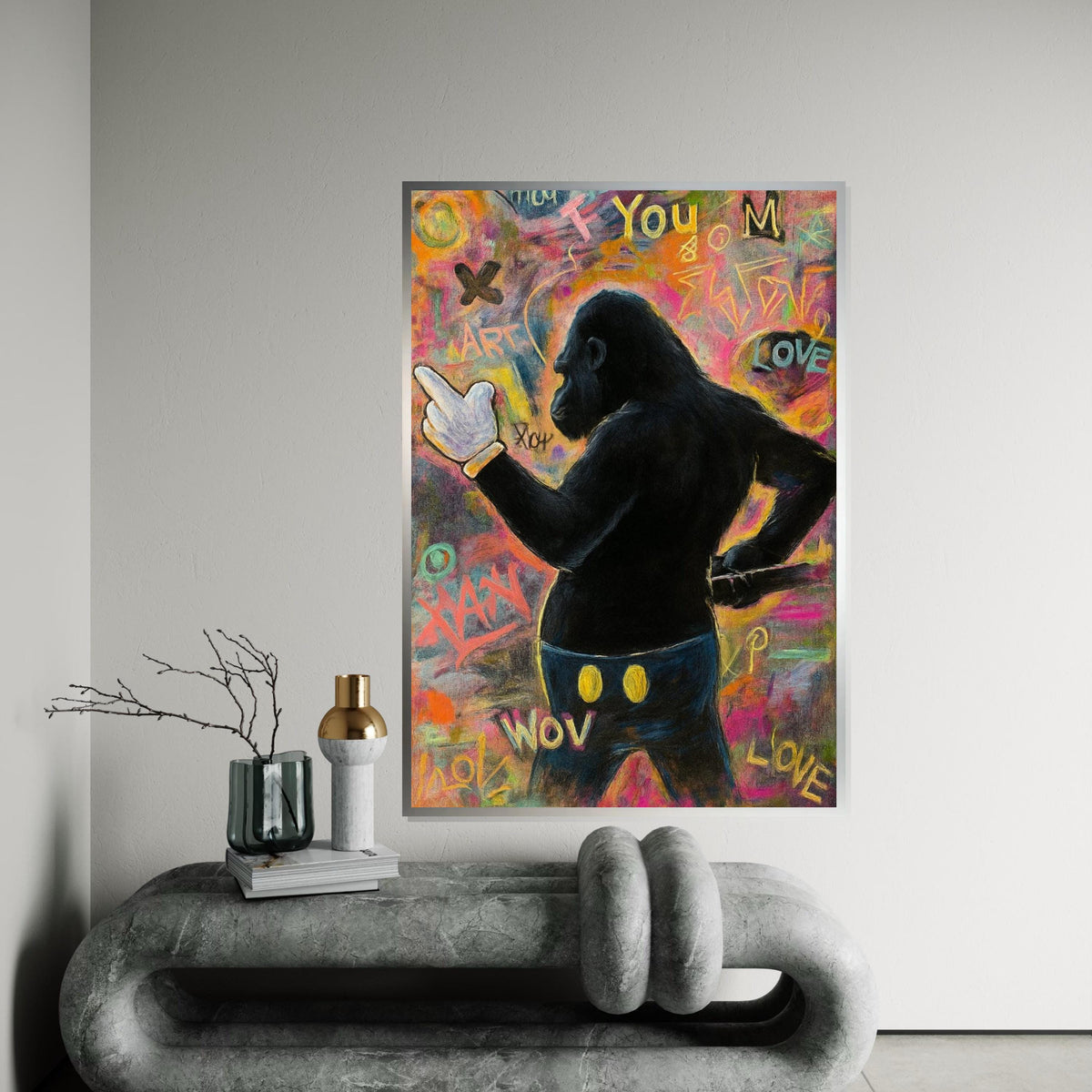 Rebel Gorilla Canvas, Urban Art Graffiti, Gorilla Art Wall Decor, Pop Art Canvas Design, Ready to Hang Modern Wall Art