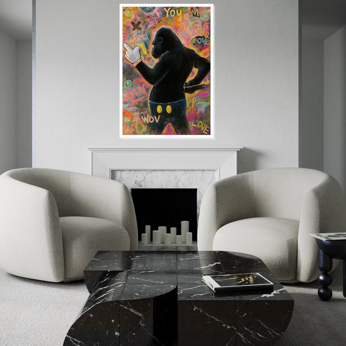 Rebel Gorilla Canvas, Urban Art Graffiti, Gorilla Art Wall Decor, Pop Art Canvas Design, Ready to Hang Modern Wall Art