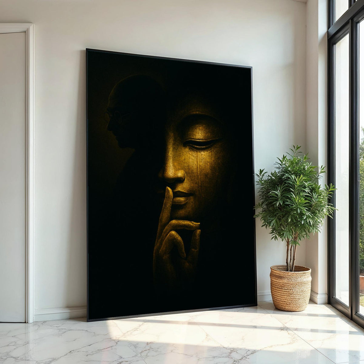 Buddha Serenity Canvas, Enlightened Wall Art, Silent Wisdom Print, Zen Canvas Design, Meditation Decor, Ready to Hang